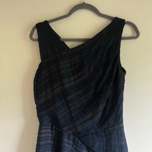 Tadashi Soji pleated navy dress, (worn one time) bought at Nordstrom for $350. - Picture 3 of 9